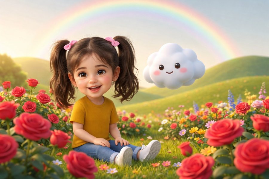 Zeynep'in fotoğrafından hazırlanan hikâye kitabı sayfası